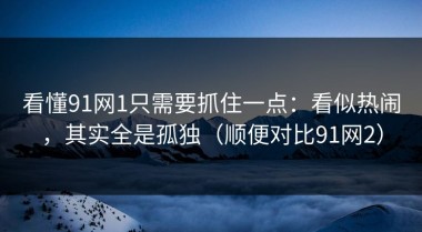 看懂91网1只需要抓住一点：看似热闹，其实全是孤独（顺便对比91网2）