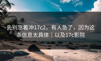 先别急着冲17c2，有人急了，因为这条信息太具体｜以及17c影院