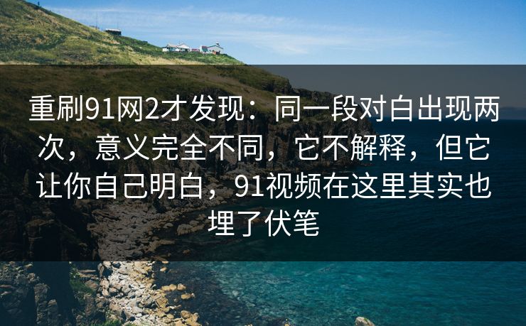 重刷91网2才发现：同一段对白出现两次，意义完全不同，它不解释，但它让你自己明白，91视频在这里其实也埋了伏笔