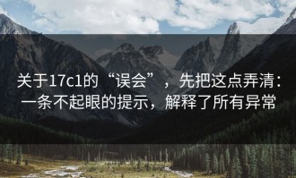 关于17c1的“误会”，先把这点弄清：一条不起眼的提示，解释了所有异常