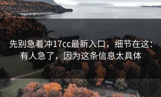 先别急着冲17cc最新入口，细节在这：有人急了，因为这条信息太具体