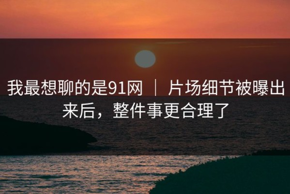 我最想聊的是91网 ｜ 片场细节被曝出来后，整件事更合理了