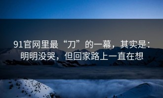 91官网里最“刀”的一幕，其实是：明明没哭，但回家路上一直在想