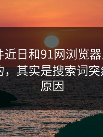 91大事件近日和91网浏览器里最容易被忽略的，其实是搜索词突然变窄的原因