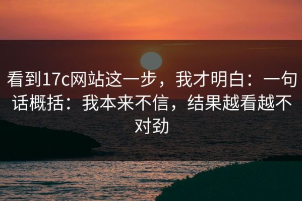 看到17c网站这一步，我才明白：一句话概括：我本来不信，结果越看越不对劲
