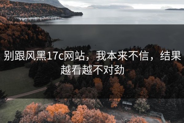 别跟风黑17c网站，我本来不信，结果越看越不对劲
