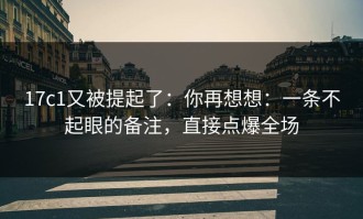 17c1又被提起了：你再想想：一条不起眼的备注，直接点爆全场