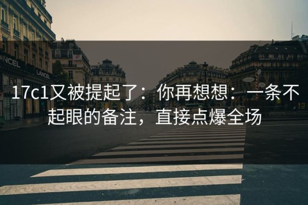 17c1又被提起了：你再想想：一条不起眼的备注，直接点爆全场