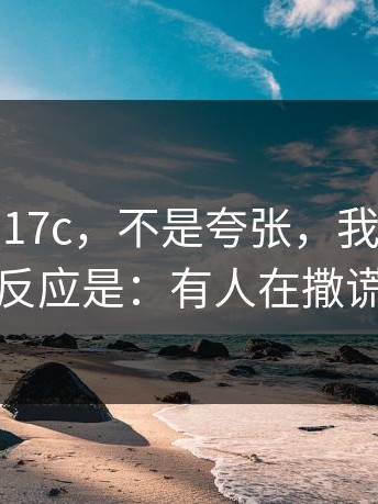 别跟风黑17c，不是夸张，我看完第一反应是：有人在撒谎