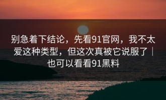 别急着下结论，先看91官网，我不太爱这种类型，但这次真被它说服了｜也可以看看91黑料