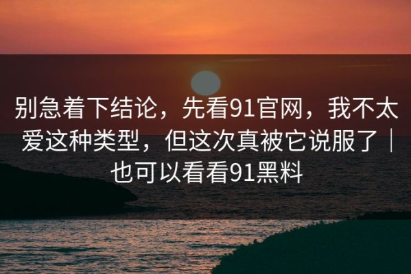 别急着下结论，先看91官网，我不太爱这种类型，但这次真被它说服了｜也可以看看91黑料