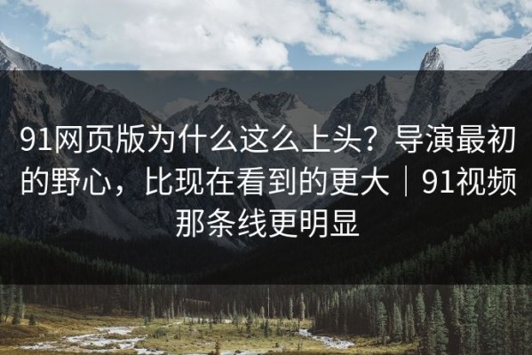 91网页版为什么这么上头？导演最初的野心，比现在看到的更大｜91视频那条线更明显