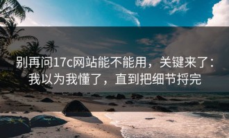别再问17c网站能不能用，关键来了：我以为我懂了，直到把细节捋完
