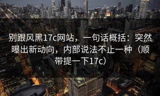 别跟风黑17c网站，一句话概括：突然曝出新动向，内部说法不止一种（顺带提一下17c）