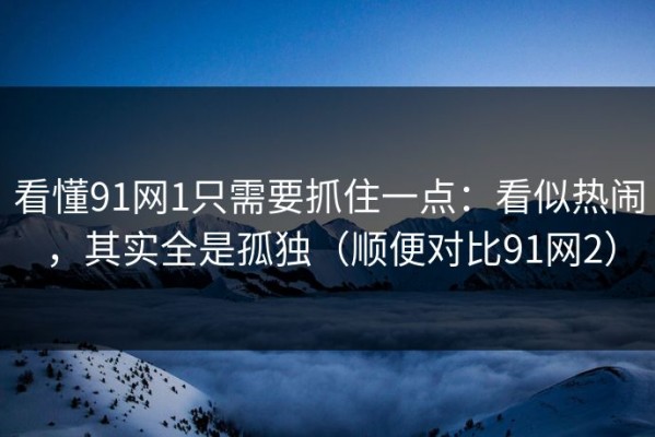 看懂91网1只需要抓住一点：看似热闹，其实全是孤独（顺便对比91网2）