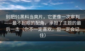 别把91黑料当爽片，它更像一次审判——最不起眼的配角，承担了主题的最后一击（你不一定喜欢，但一定会记住）