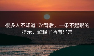 很多人不知道17c背后，一条不起眼的提示，解释了所有异常