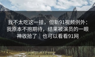 我不太吃这一挂，但新91视频例外：我原本不抱期待，结果被演员的一眼神收拾了｜也可以看看91网