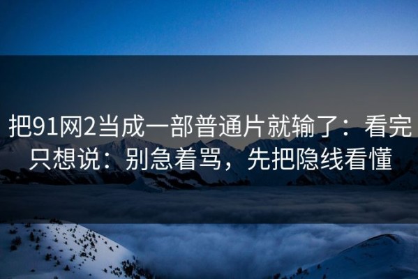 把91网2当成一部普通片就输了：看完只想说：别急着骂，先把隐线看懂