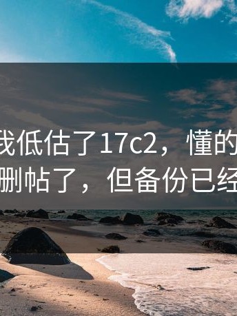 我承认我低估了17c2，懂的人都懂：有人删帖了，但备份已经传开