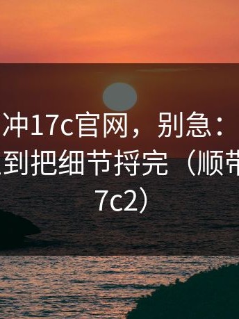 先别急着冲17c官网，别急：我以为我懂了，直到把细节捋完（顺带提一下17c2）
