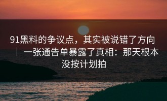 91黑料的争议点，其实被说错了方向 ｜ 一张通告单暴露了真相：那天根本没按计划拍
