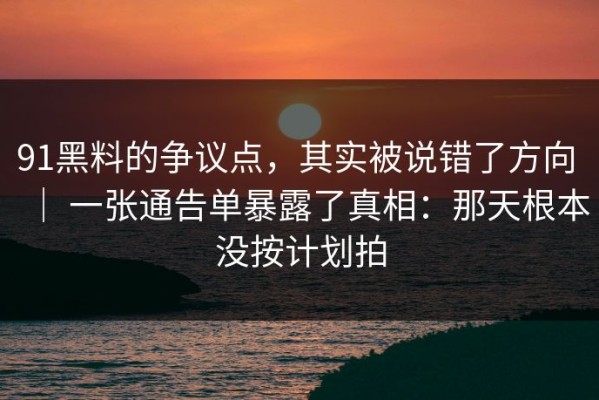 91黑料的争议点，其实被说错了方向 ｜ 一张通告单暴露了真相：那天根本没按计划拍