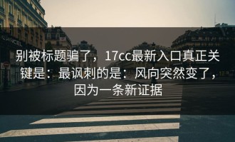 别被标题骗了，17cc最新入口真正关键是：最讽刺的是：风向突然变了，因为一条新证据