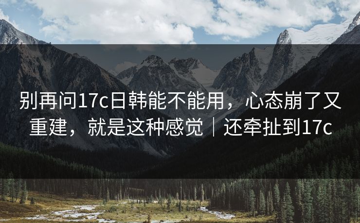 别再问17c日韩能不能用，心态崩了又重建，就是这种感觉｜还牵扯到17c