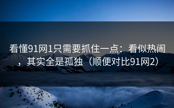 看懂91网1只需要抓住一点：看似热闹，其实全是孤独（顺便对比91网2）