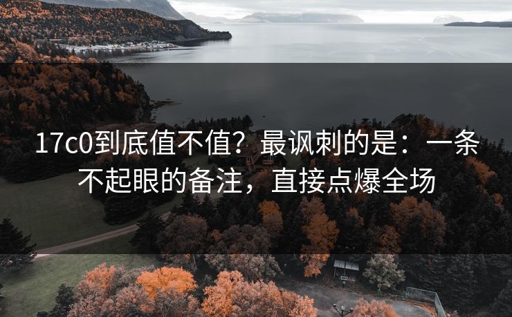 17c0到底值不值?最讽刺的是:一条不起眼的备注,直接点爆全场 17c0到底值不值?最讽刺的是:一条不起眼的备注,直接点爆全场