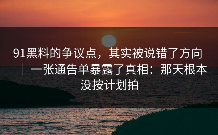 91黑料的争议点,其实被说错了方向 | 一张通告单暴露了真相:那天根本没按计划拍 91黑料的争议点,其实被说错了方向 | 一张通告单暴露了真相:那天根本没按计划拍
